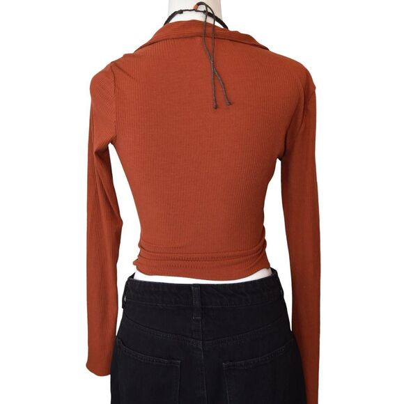 Urban Outfitters Coquette Soft Sultry Ruched Top Rust Brown Sz M Y2K - Picture 5 of 7